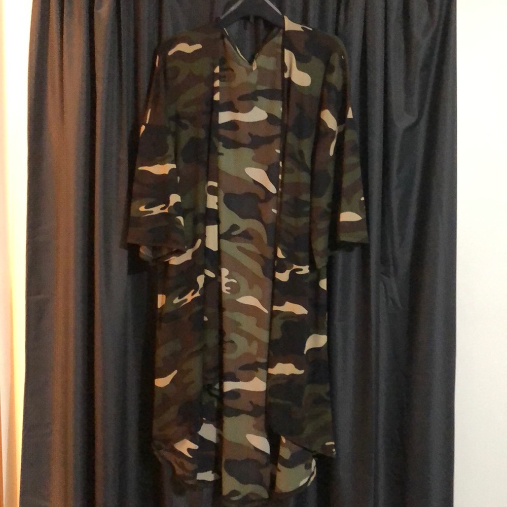 Camo sheer kimono